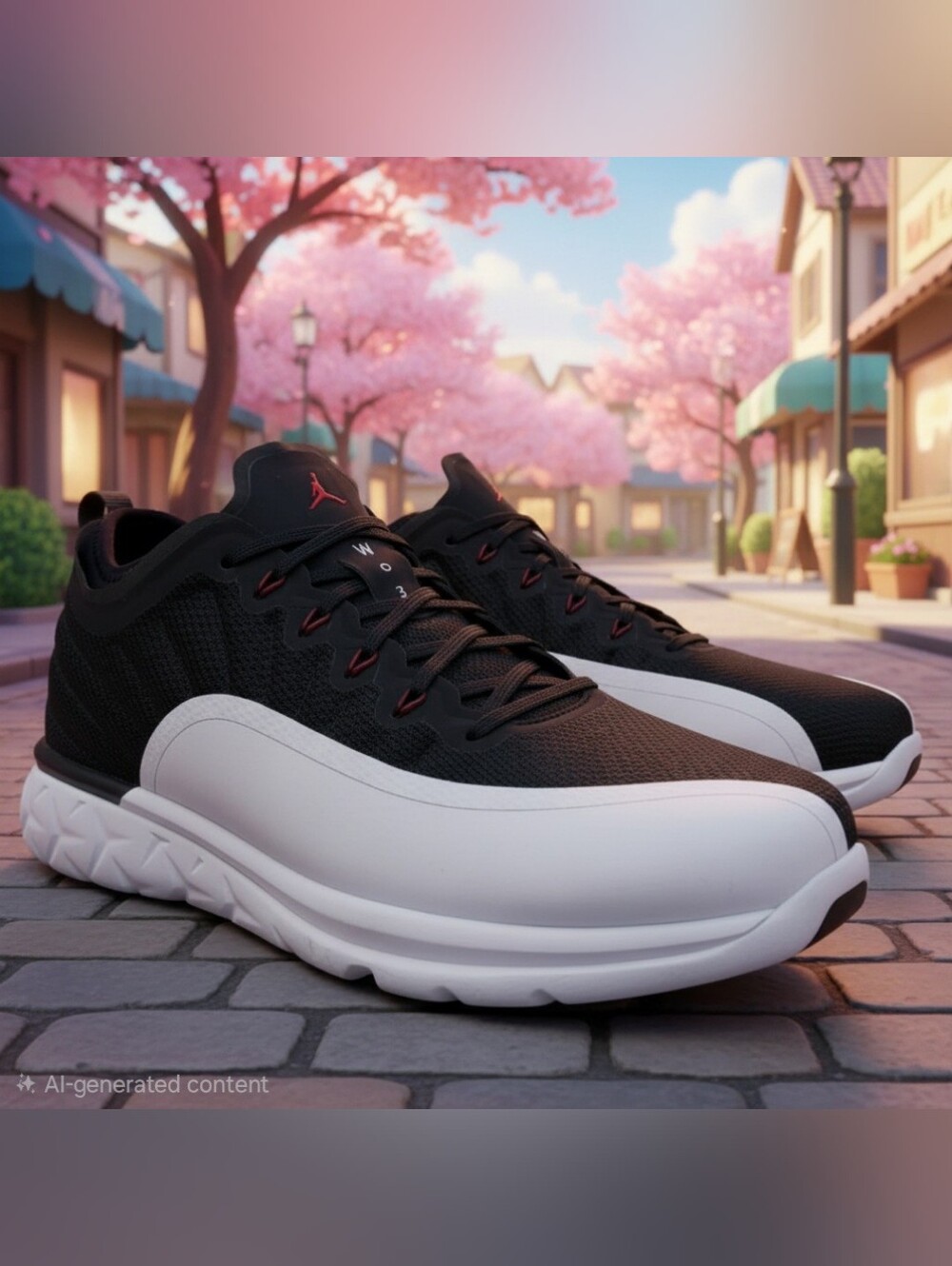 NIKE Jordan 12's Trainer Prime Sneakers. Black & White with Red Accents